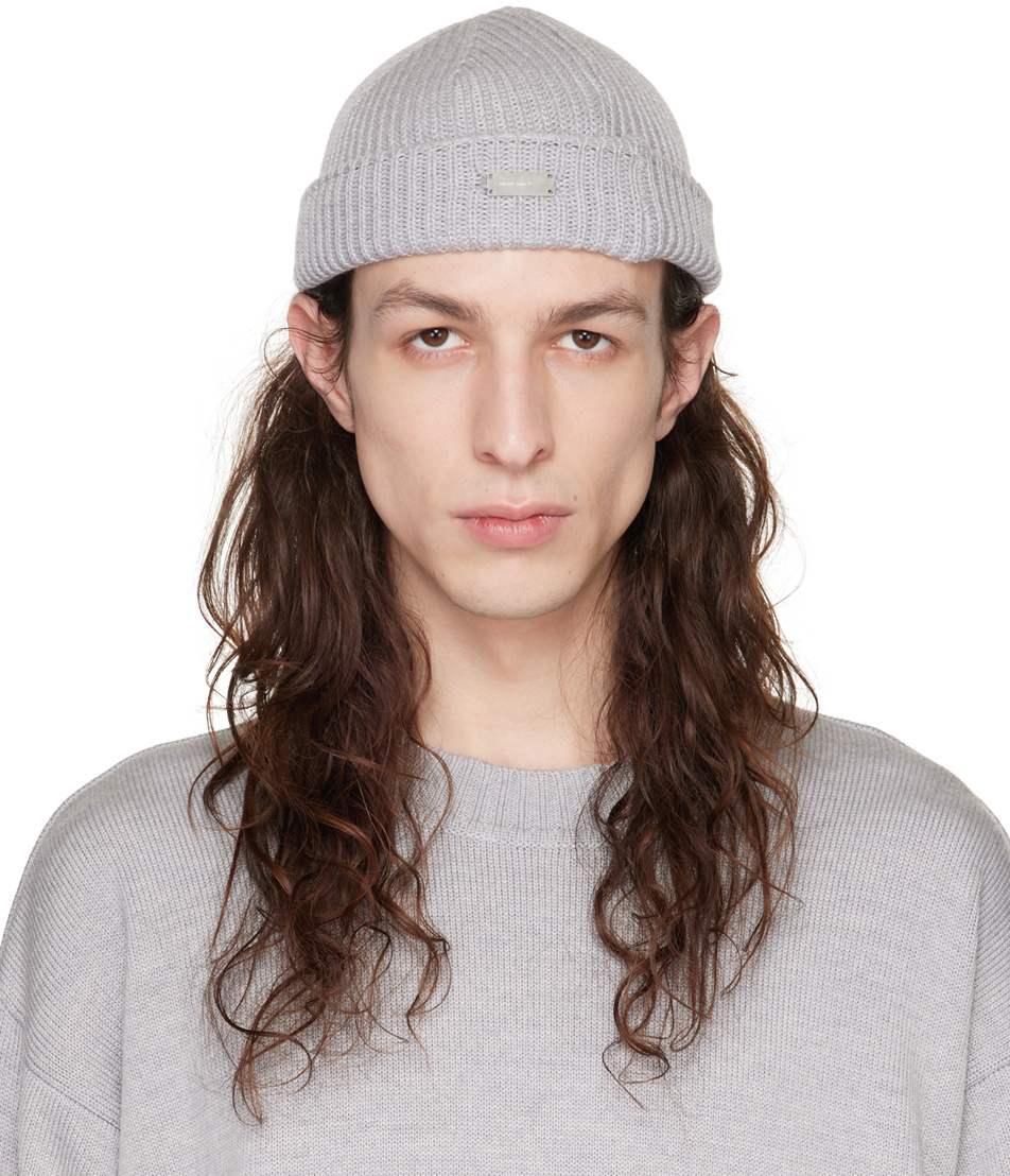 HELIOT EMIL: Gray Logo Beanie | SSENSE Canada