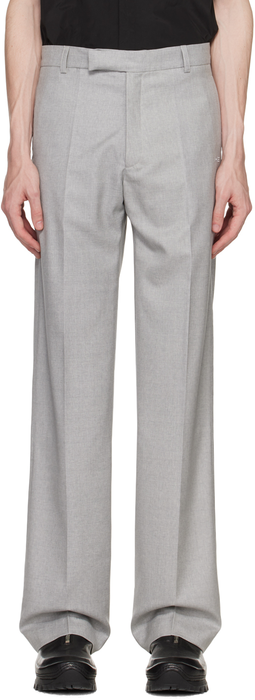 Heliot Emil Grey Tailored Trousers In Light Grey Melange