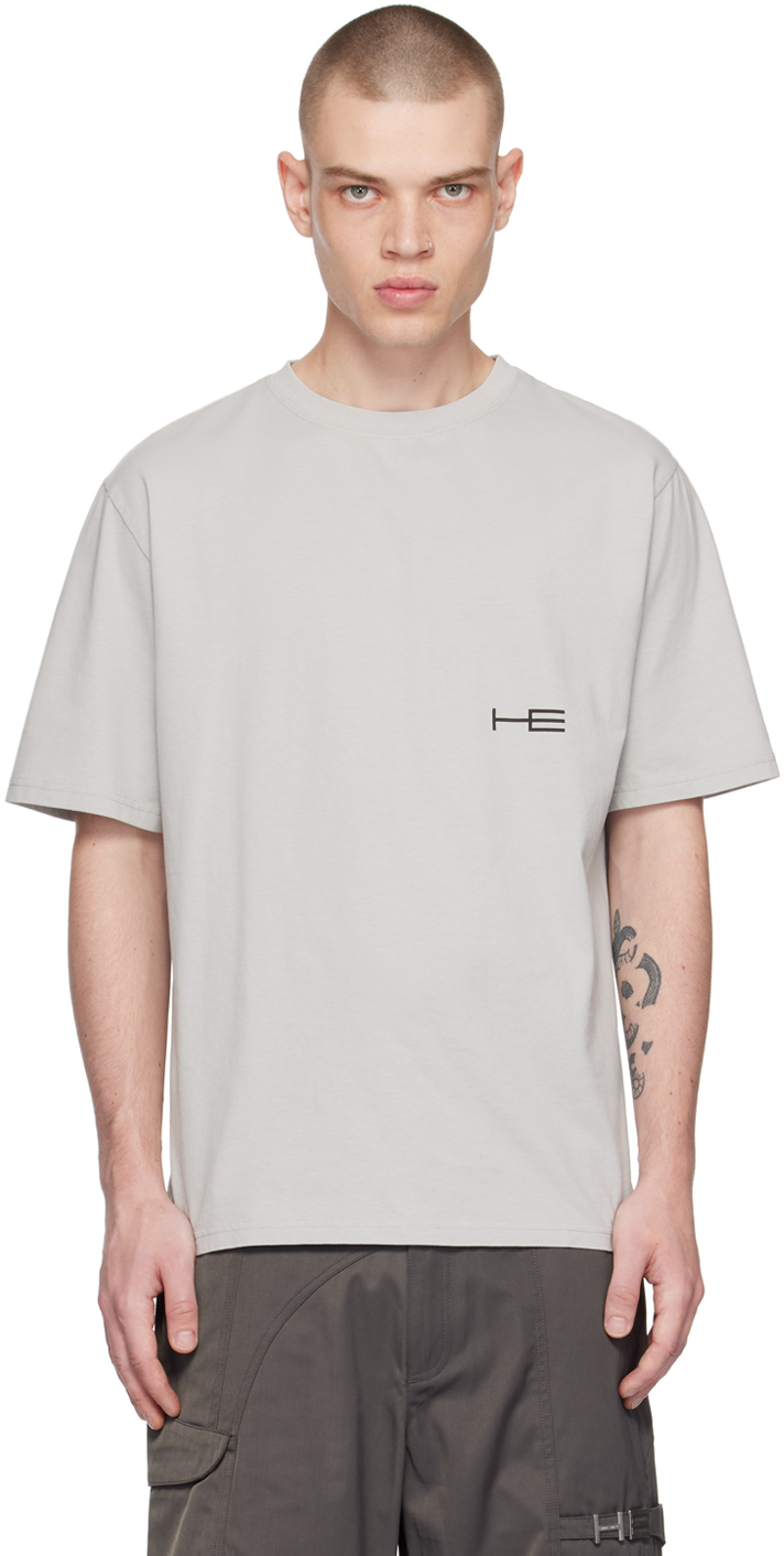 Heliot Emil Gray Printed T-shirt In Grey