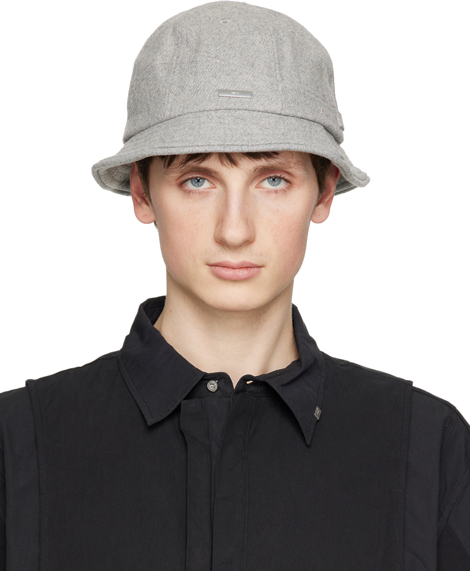 C2h4 Gray Curvilinear Bucket Hat In Oxford Gray