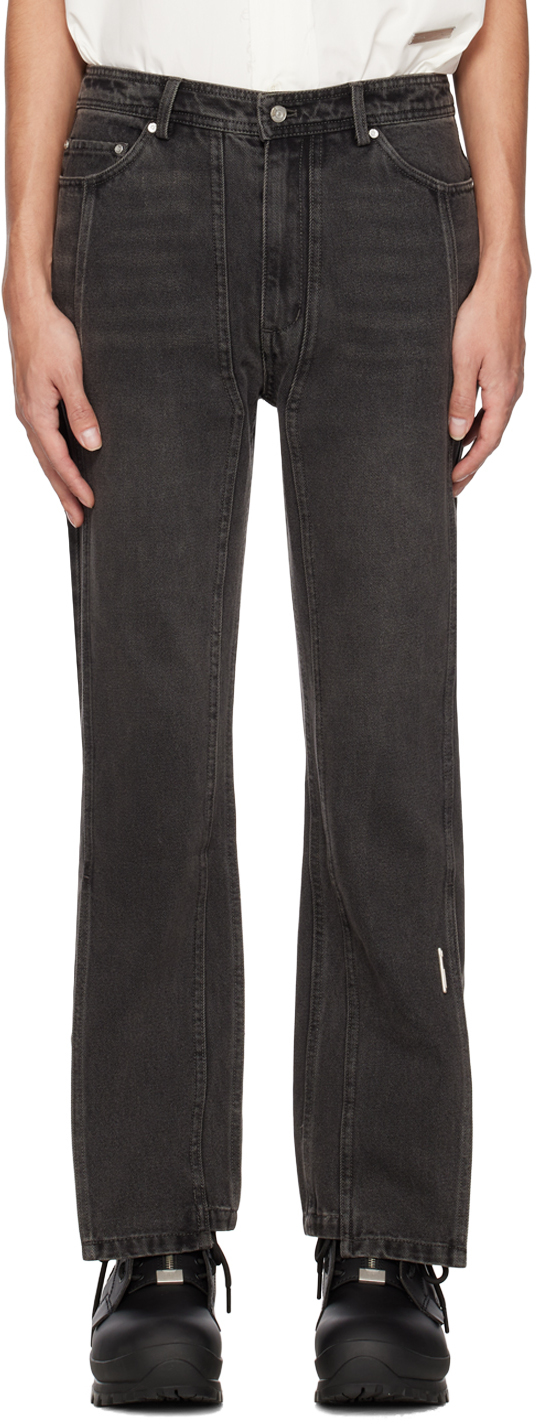 Shop C2h4 Black Layered Flappy Jeans In Faded Black
