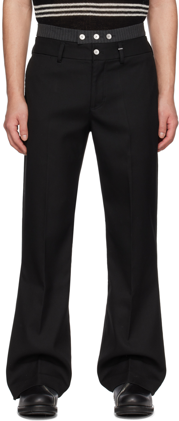 C2h4 Black Corbusian Tailored Trousers In Solemn Black