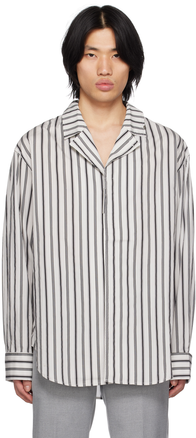 C2h4 White & Black Striped Shirt In Black&white | ModeSens