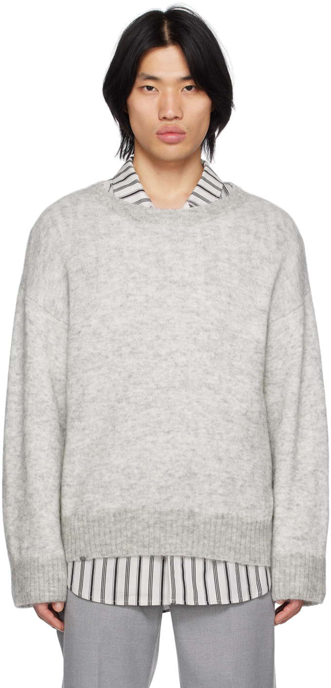 C2h4 Gray Brushed Sweater In Cloudy Gray