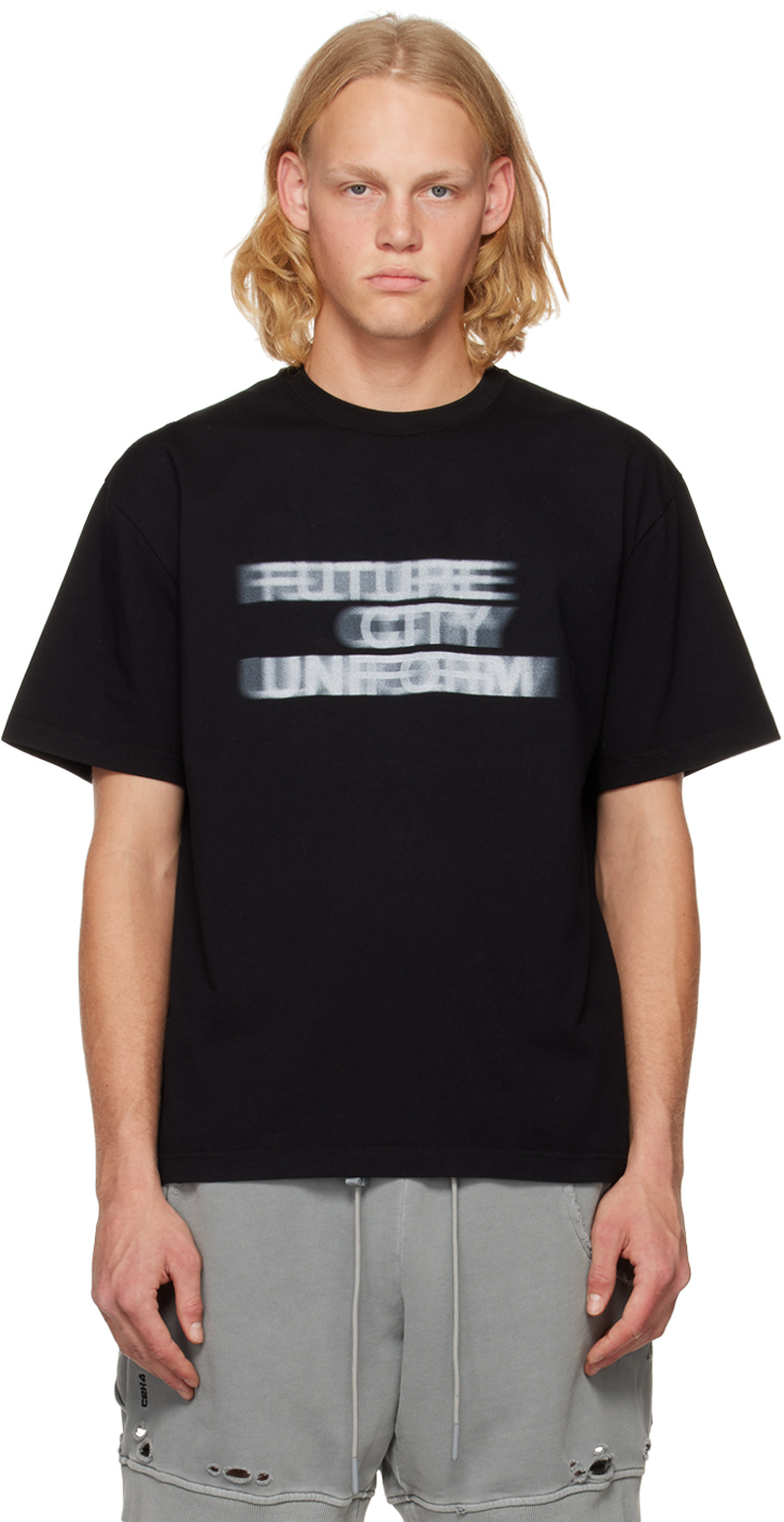 C2H4: Black 'Future City Uniform' T-Shirt | SSENSE Canada