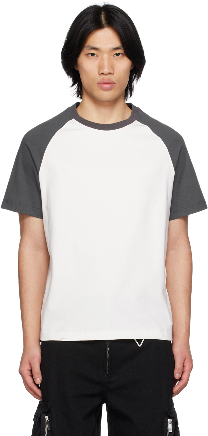 C2h4 Gray & White Raglan T-shirt In Gray&white