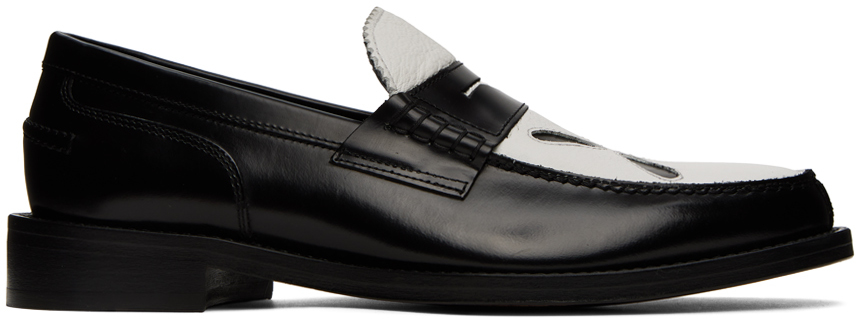 Black & White Slashed Loafers