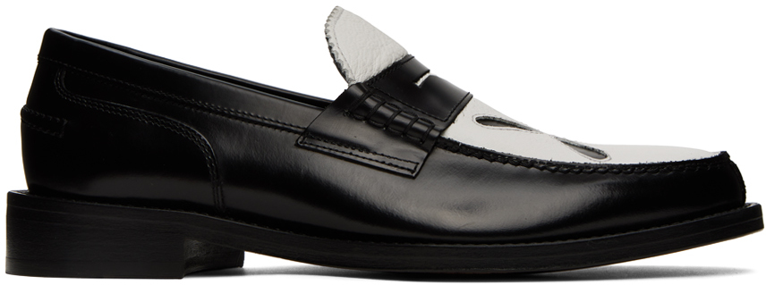 Stefan Cooke: Black & White Slashed Loafers | SSENSE Canada