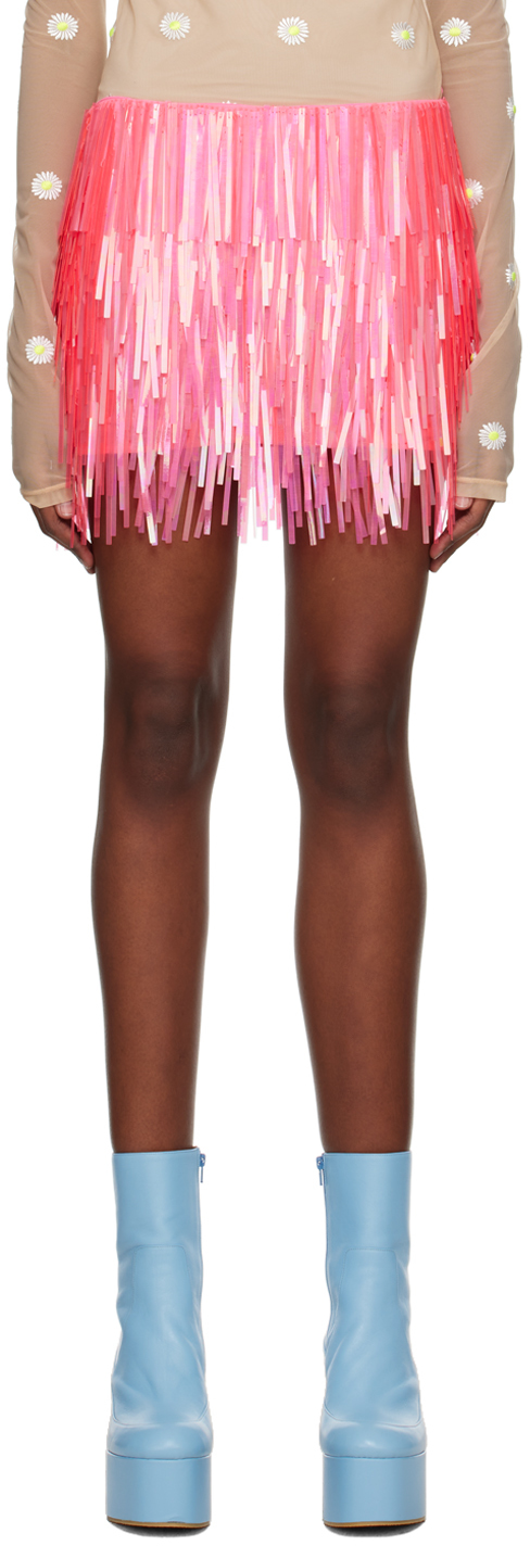 Shop Sportmax Pink Sequinned Miniskirt In 002 Fuchsia