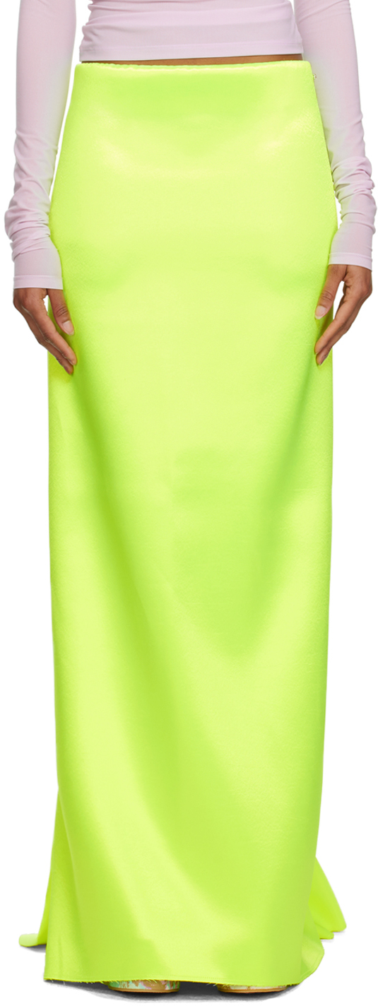 Shop Sportmax Yellow Bustle Maxi Skirt In 001 Bright Yellow