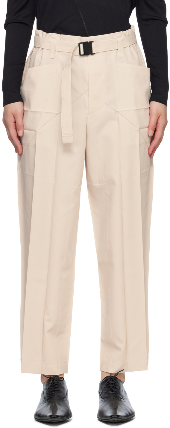 132 5. Issey Miyake Off-white Edge Trousers In 03 Ivory