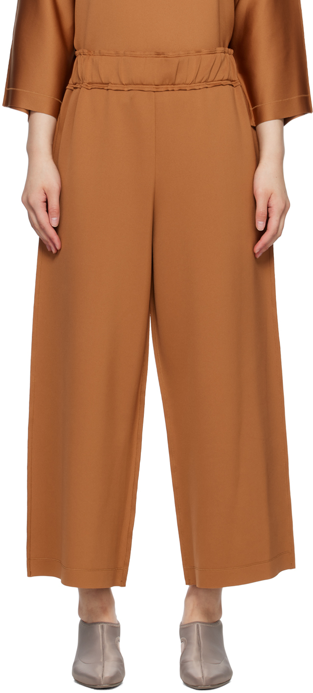 132 5. Issey Miyake Tan Outseam Trousers In 42 Terra Cotta