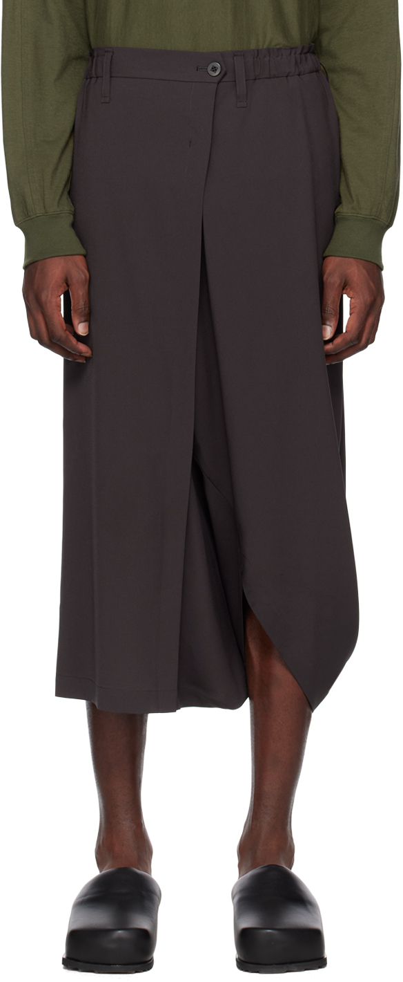 132 5. Issey Miyake Gray Draped Trousers In 13-charcoal Gray