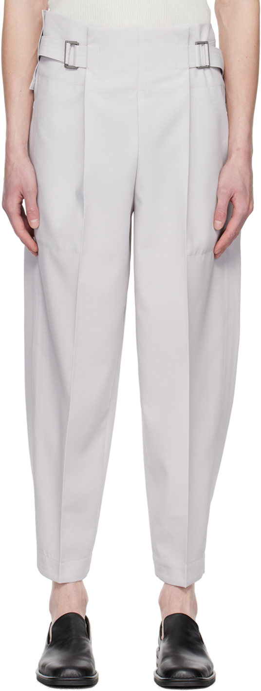 132 5. Issey Miyake Gray Flat Tuck Trousers In 11-light Gray
