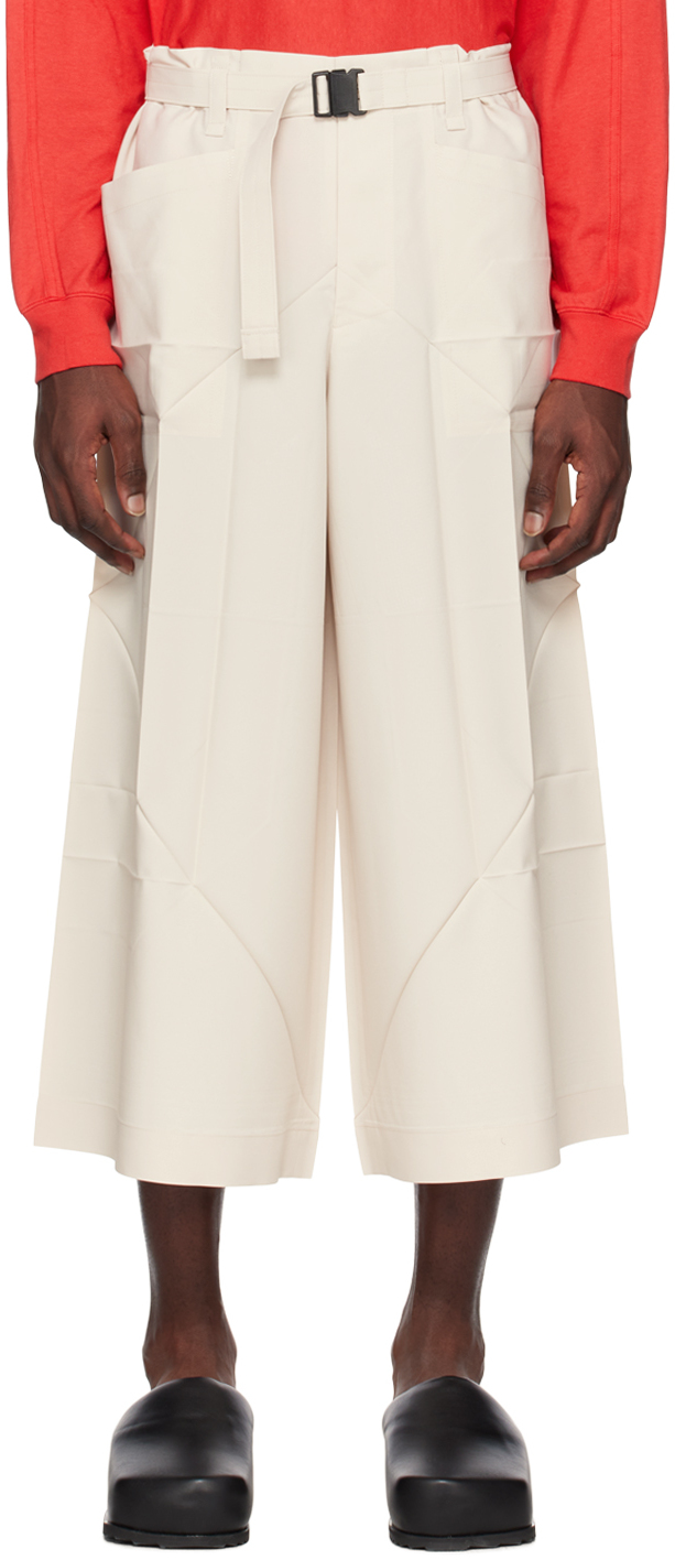 132 5. Issey Miyake Off-white Edge Trousers In 03-ivory