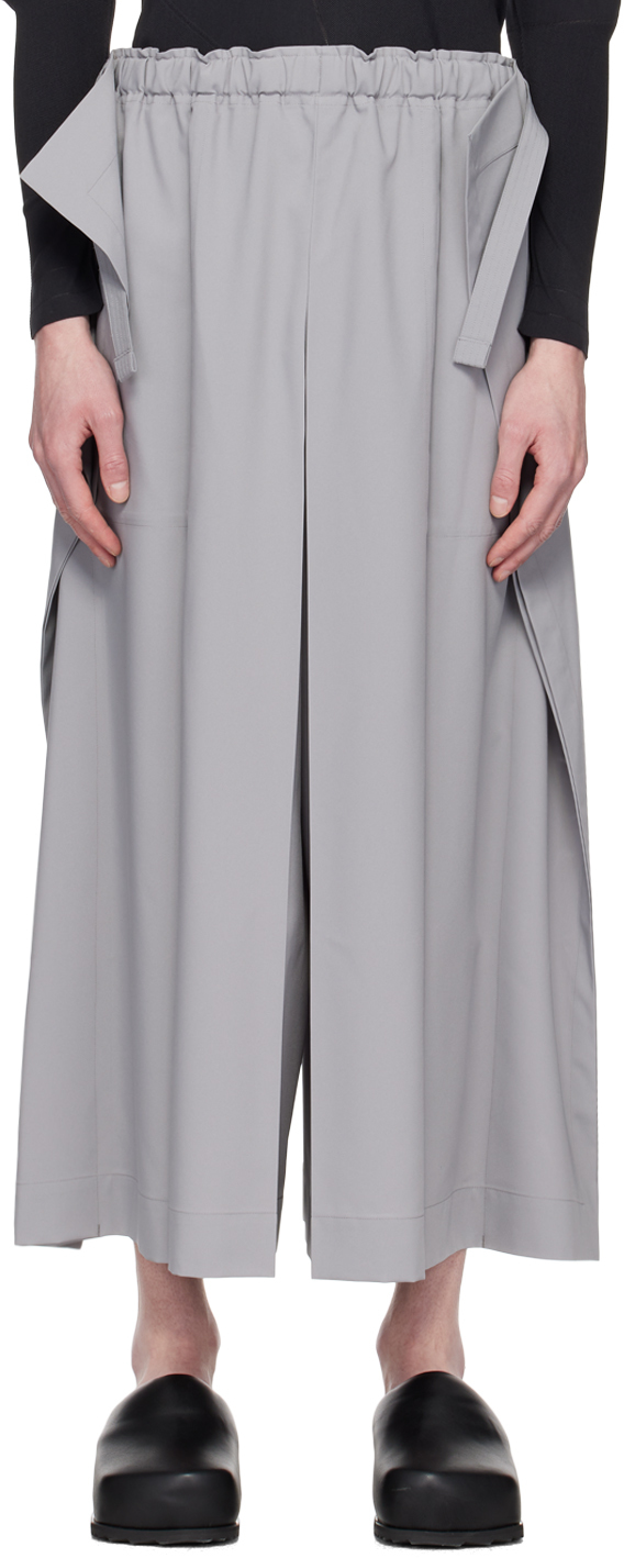 132 5. Issey Miyake Gray Paraglider Trousers In 12-gray