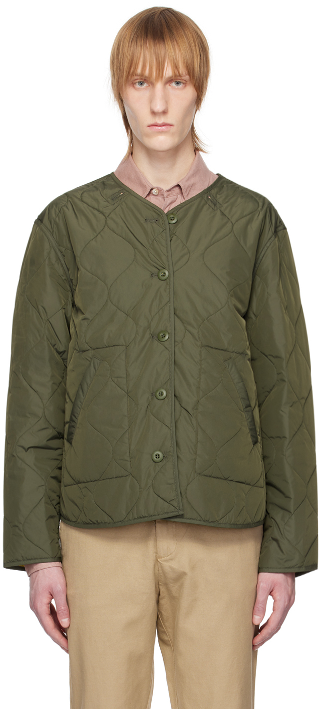 Officine Generale 'cody' Reversible Button Front Style Quilted Nylon Jacket In Green
