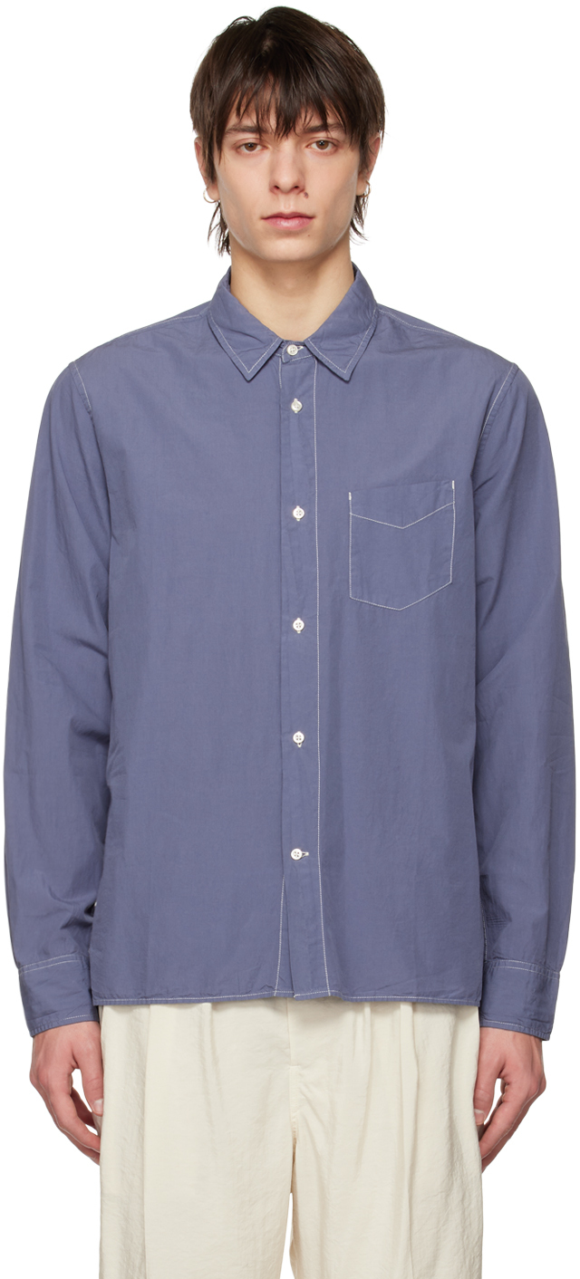 Officine Générale: Blue Emory Shirt | SSENSE