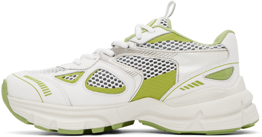 Axel Arigato White & Green Marathon Runner Sneakers In White/lime