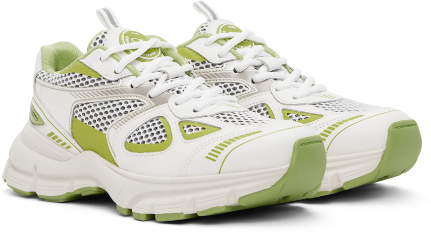 Axel Arigato White & Green Marathon Runner Sneakers In White/lime