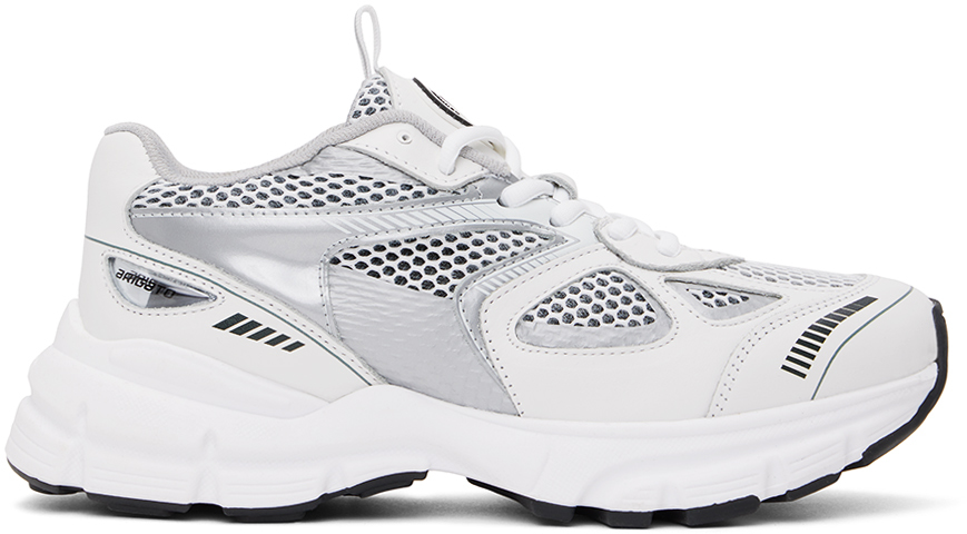 Shop Axel Arigato White Marathon Runner Sneakers In White/silver