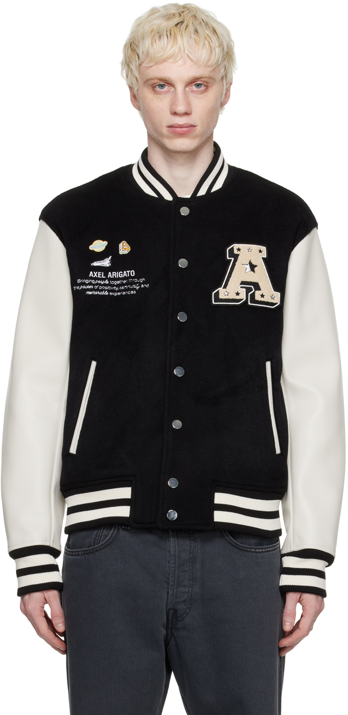 Axel Arigato Stripe Trimmed Varsity Jacket In Black