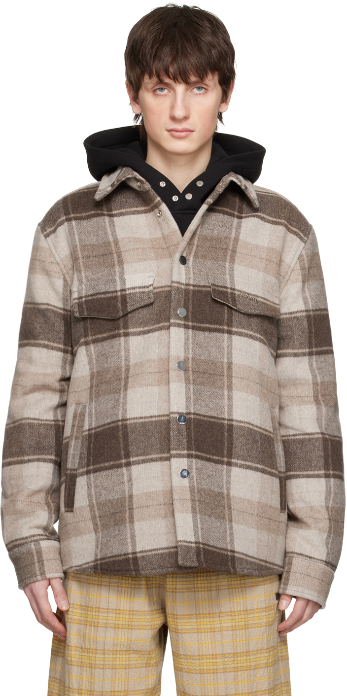 Axel Arigato Hills Checked Overshirt In Beige