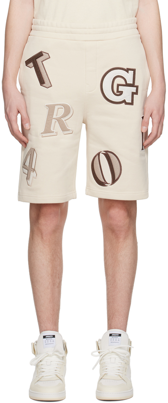 Axel Arigato Typo Organic Cotton Track Shorts In Pale Beige