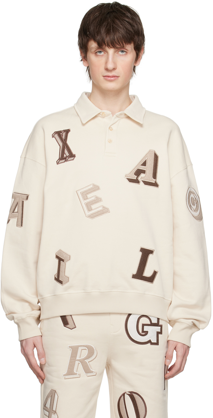 Axel Arigato Typo Organic Cotton Polo Sweatshirt In Pale Beige