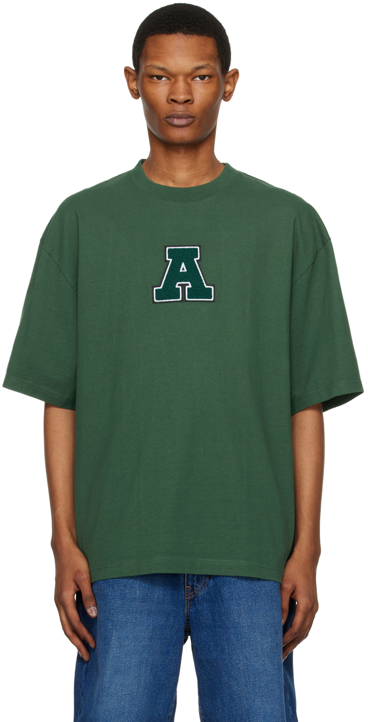 Shop Axel Arigato Green College 'a' T-shirt In Dark Green