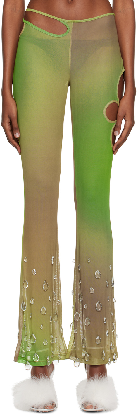 Shop Gcds Khaki Sita Drops Leggings In Military Green 60