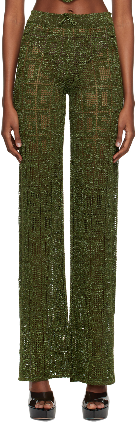 Shop Gcds Khaki Monogram Trousers In Mix Mx
