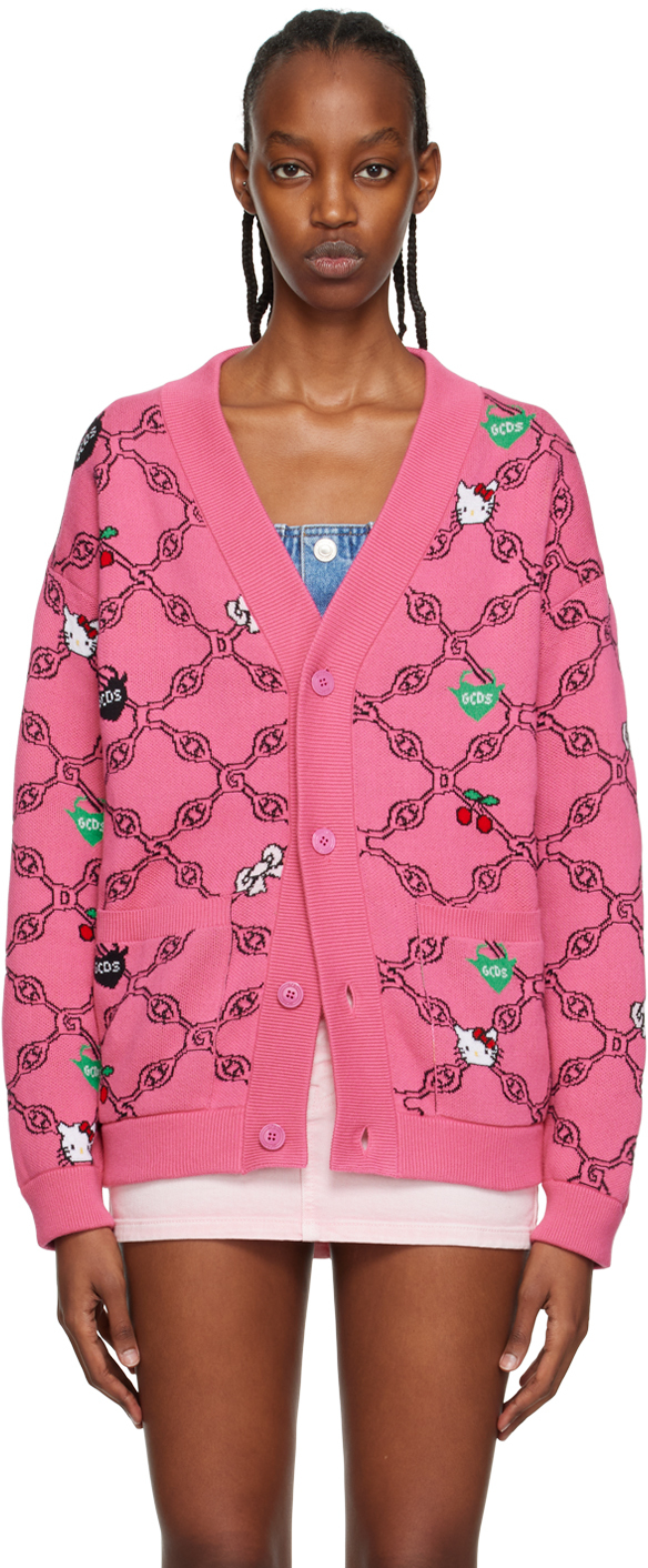 Shop Gcds Pink Hello Kitty Edition Cardigan In Fucsia 47