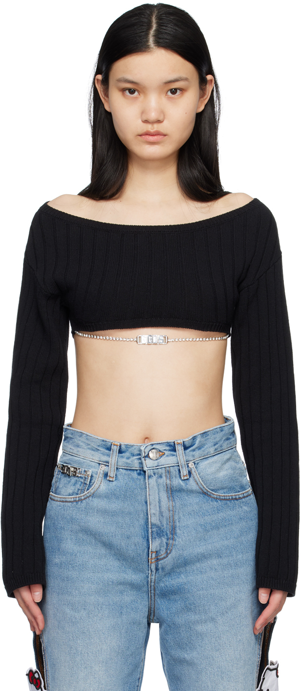 Black Crystal Chain Sweater