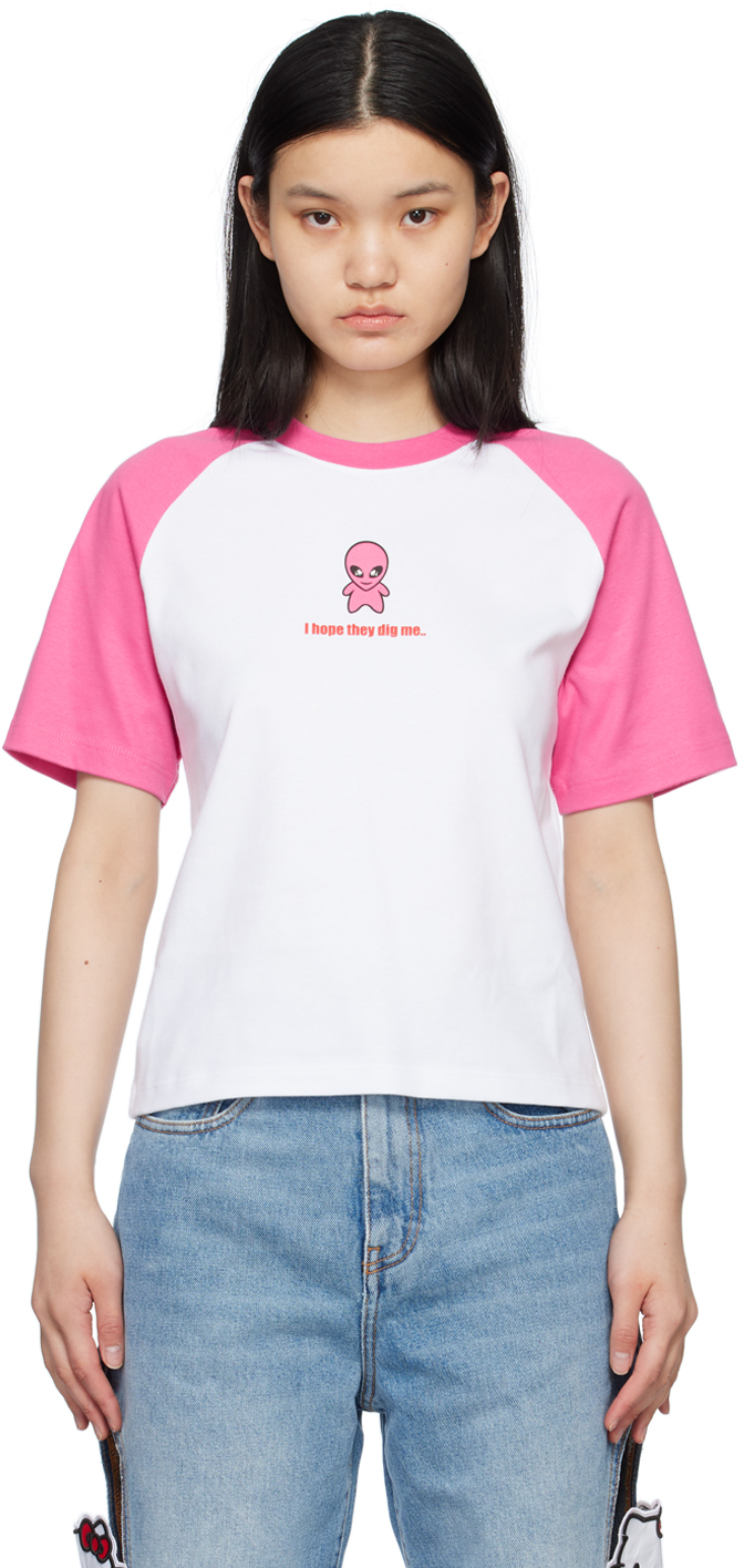 Gcds Pink & White Wirdo T-shirt In White 01