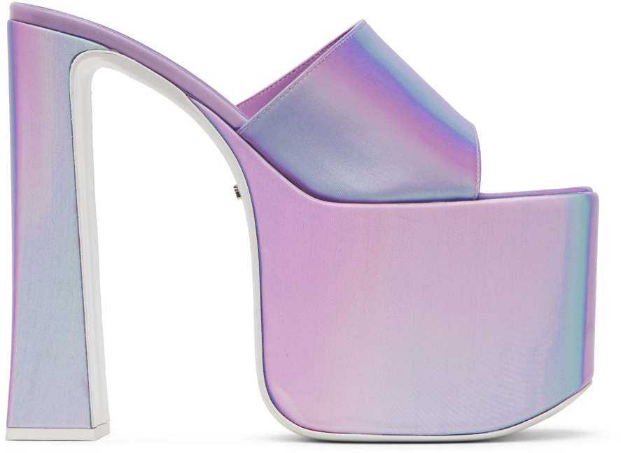 Purple Holographics Heeled Sandals by GCDS on Sale