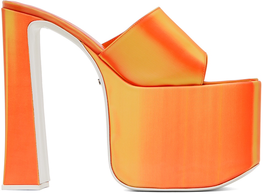 Shop Gcds Orange Holographics Heeled Sandals In Orange 12