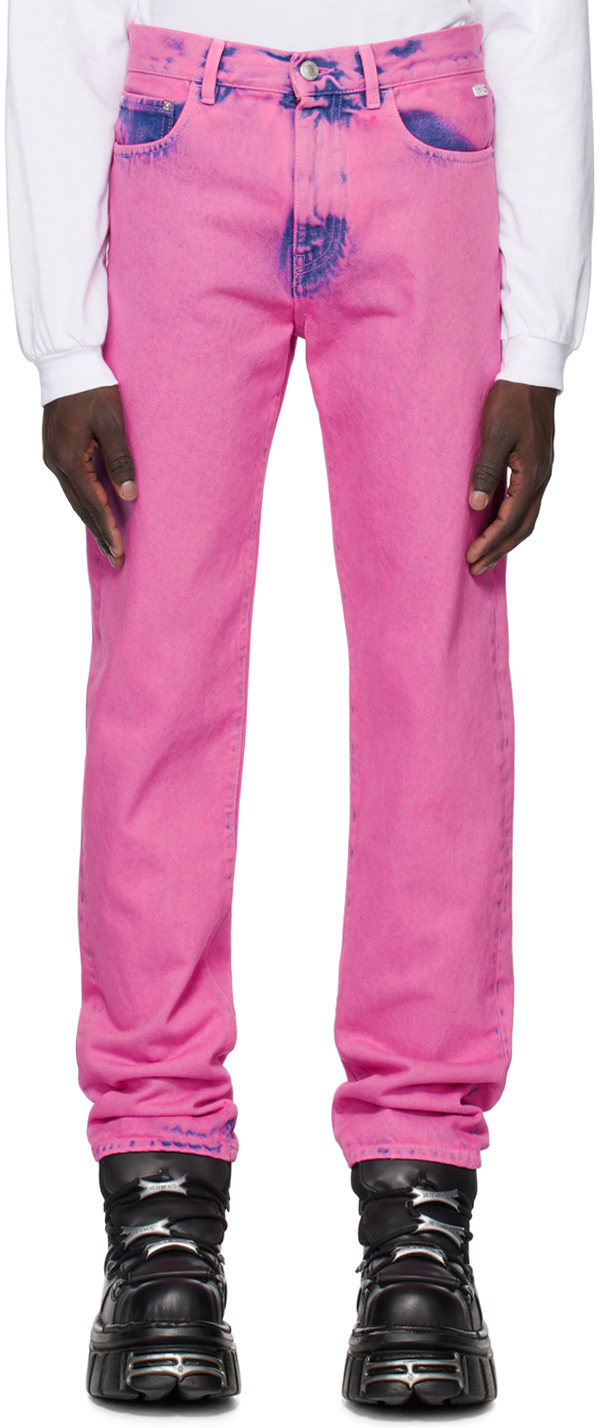 Gcds Pink Straight Fit Jeans In Fucsia
