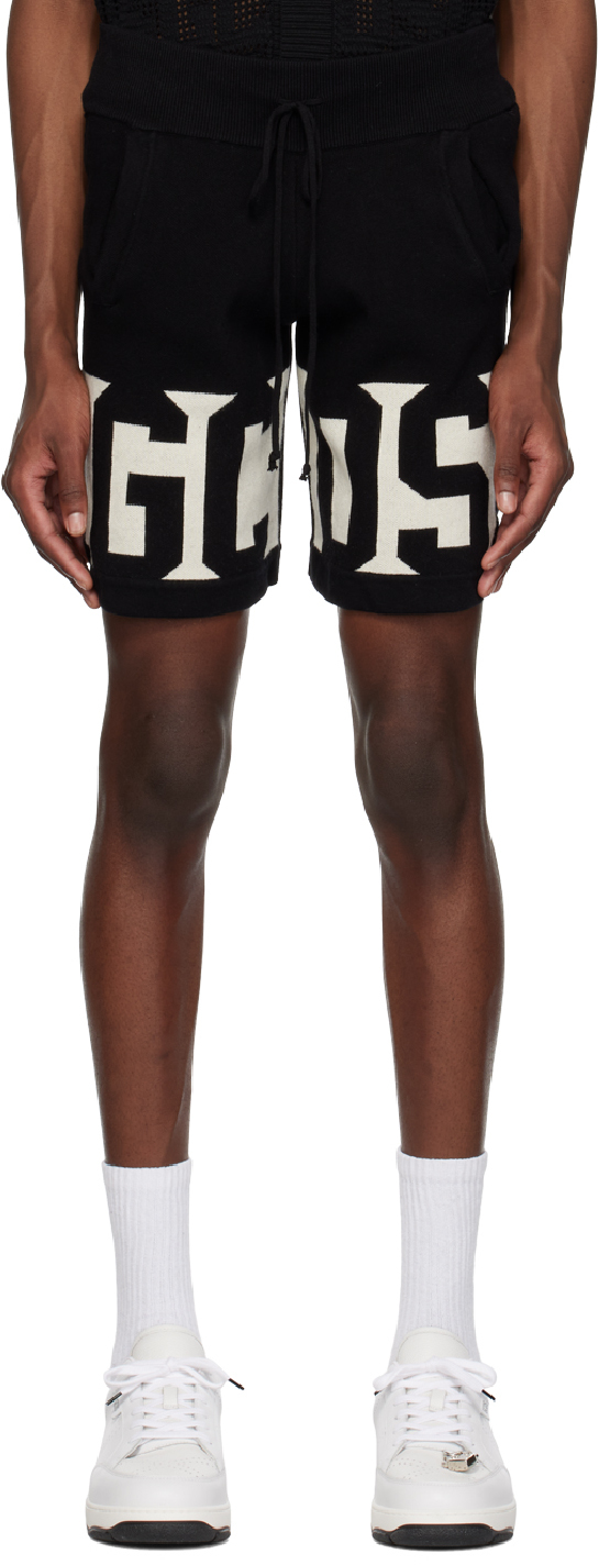 Shop Gcds Black Jacquard Shorts