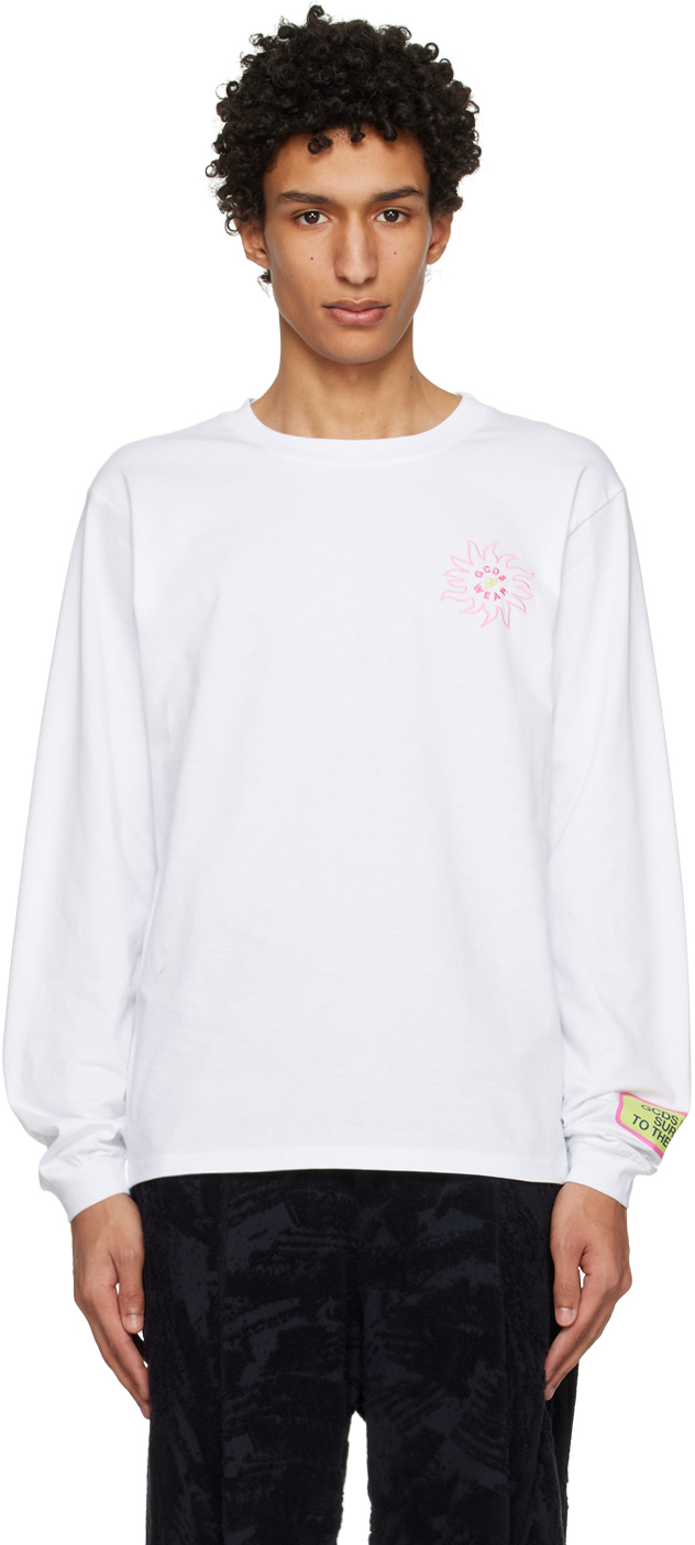 White Surfing Wirdo Long Sleeve T-Shirt by GCDS on Sale