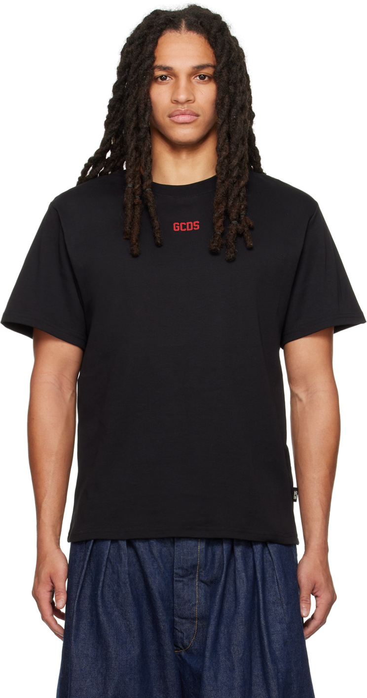 GCDS: ブラック ボンディングロゴ Tシャツ | SSENSE 日本