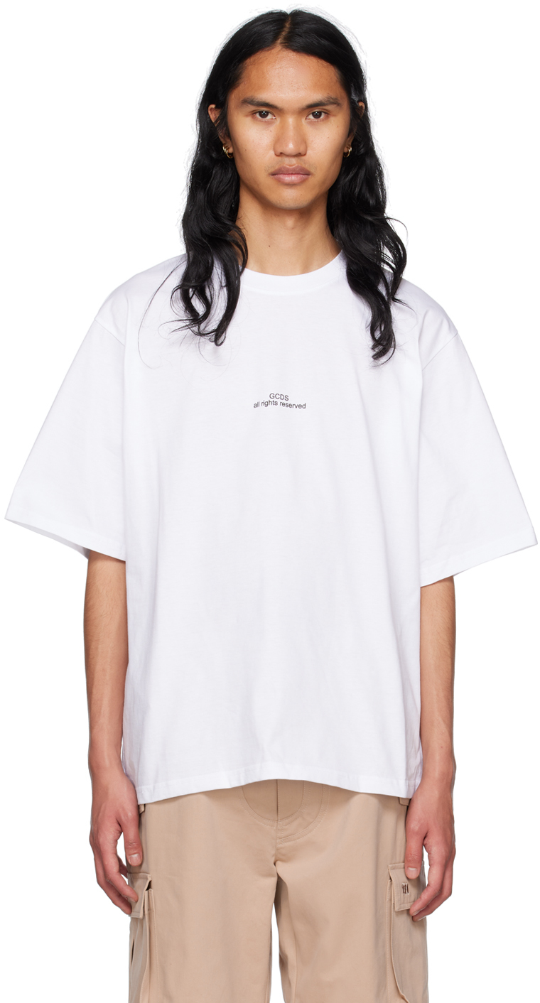 GCDS: White Printed T-Shirt | SSENSE