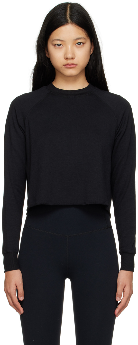 Splits59 Warm Up Crop Fleece Sweatshirt In Black