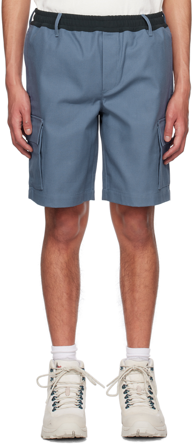 Blue Flap Pockets Shorts