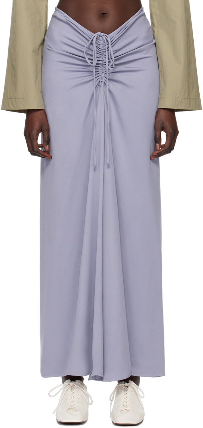 Shop Christopher Esber Blue Ruched Maxi Skirt