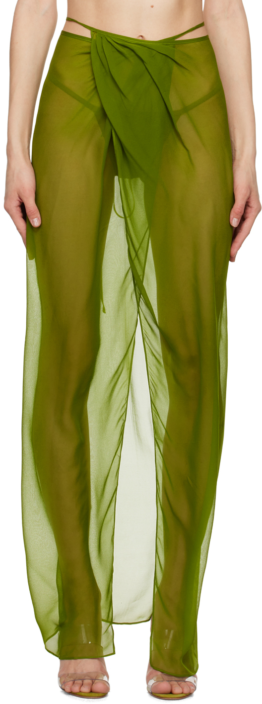 Green Wrap Maxi Skirt
