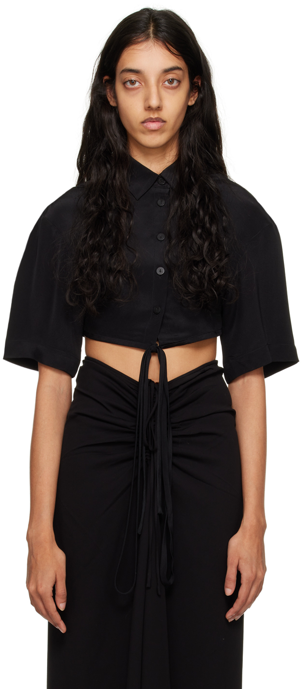 Shop Christopher Esber Black Cropped Shirt