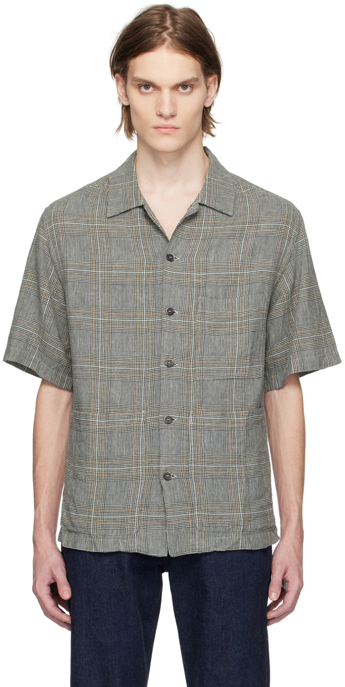 Barena Venezia Plaid Cotton-linen Shirt In Grau