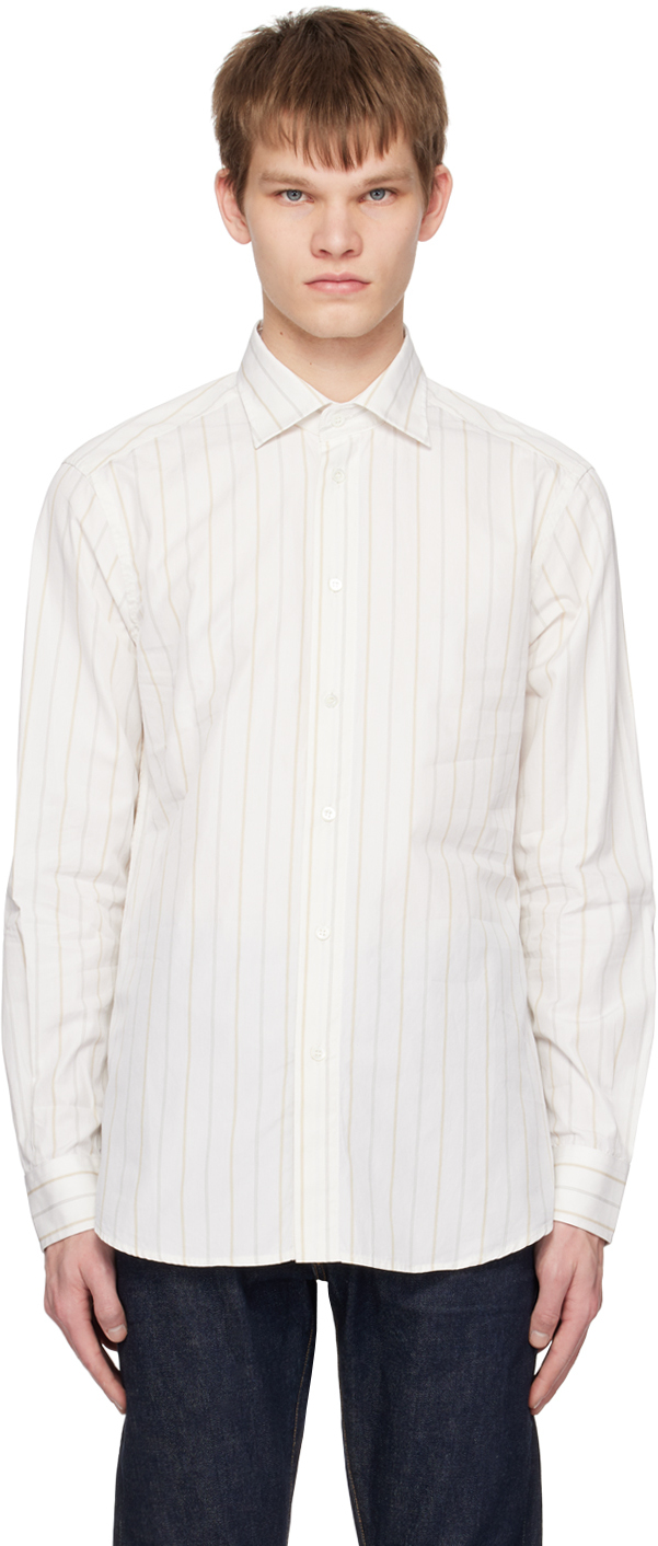 Shop Barena Venezia Off-white Maridola Talian Shirt In 360