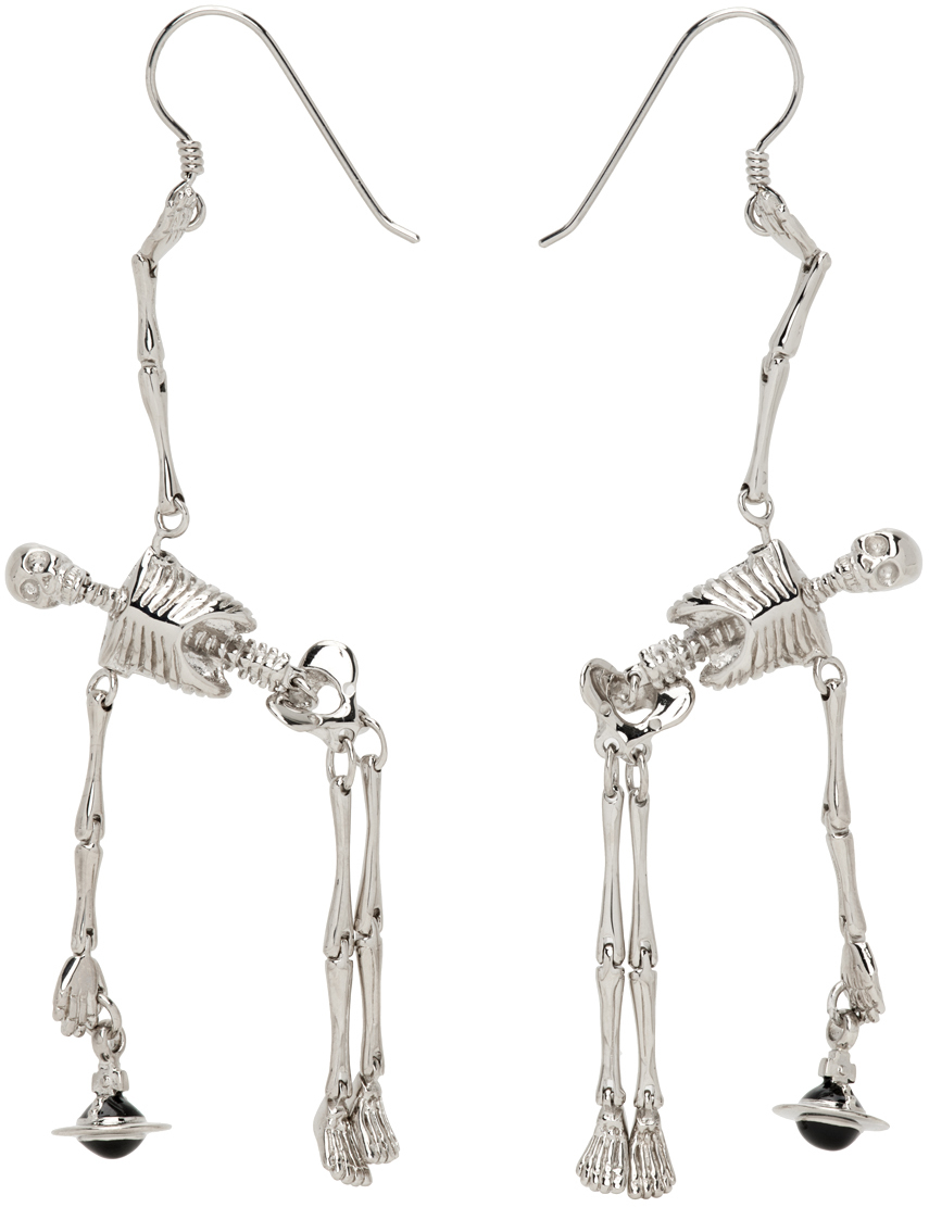 Vivienne Westwood Silver Skeleton Earrings Ssense Canada